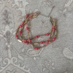 Vintage- Premier Designs Pink and Gold Necklace